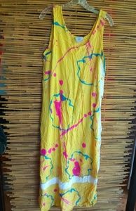 Vintage Wear 2 Go Yellow Paint Splatter Maxi DresL